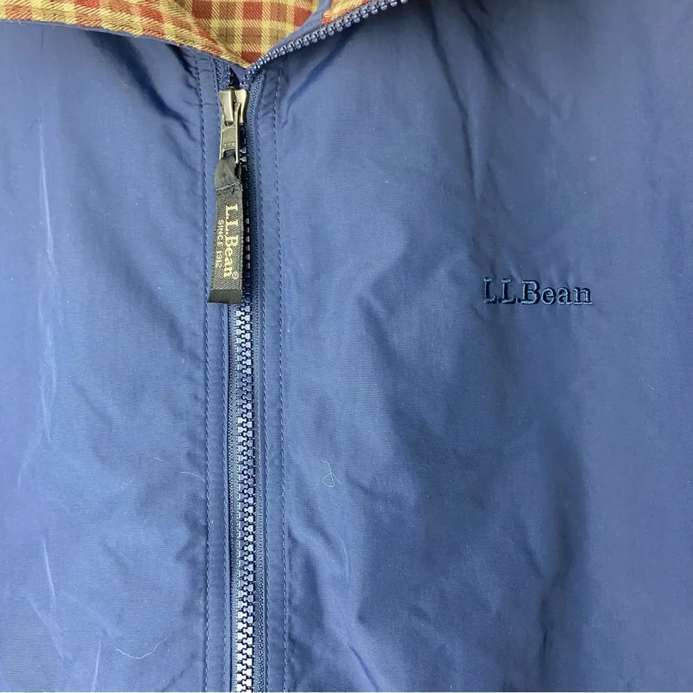 L.L. Bean Warm-Up Bomber Jacket Plaid Lined Navy Blue Mens L Classic Outdoor - Picture 5 of 5
